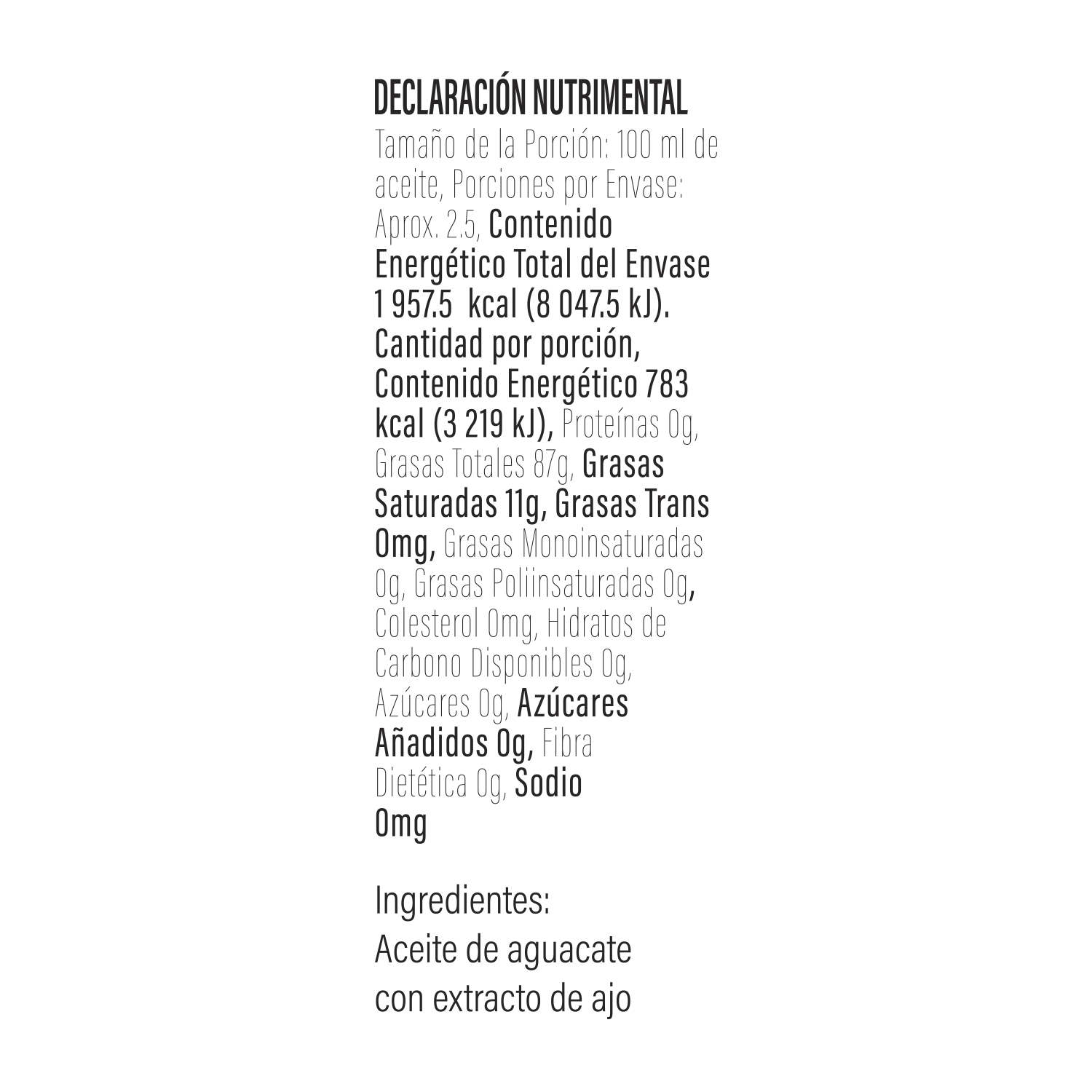 Aceite de aguacate con ajo Olew 250ml - 2