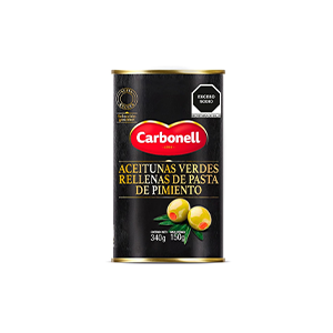 Aceitunas verdes rellenas con pasta de pimiento Carbonell lata 340g