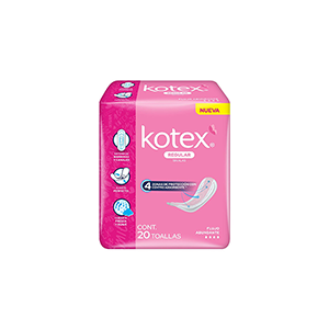 Toalla íntima regular sin alas Kotex 20pz