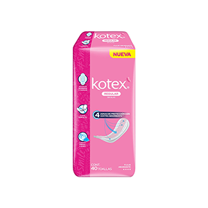 Toalla íntima regular sin alas Kotex 40pz