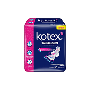 Toalla íntima maxi nocturna con alas Kotex 30pz