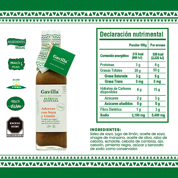 Aderezo soya y limón Gavilla 250ml - 2