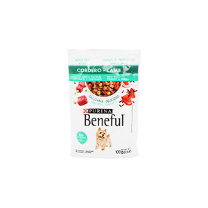Alimento húmedo para perro raza pequeña sabor cordero y arroz Beneful 100g