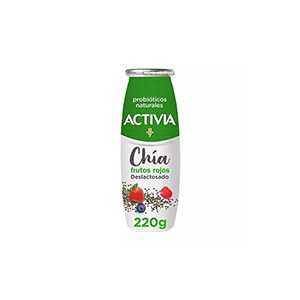 Alimento lácteo deslactosado chía y frutos rojos Activia 220g