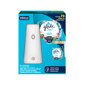 Aparato y repuesto aromatizante paraíso azul Glade 270ml