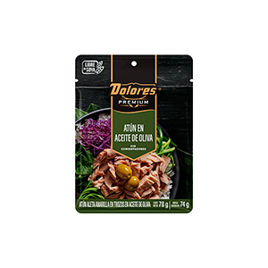 Atún en aceite de oliva premium pouch Dolores 78g