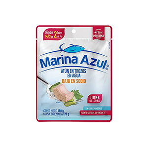 Atún en trozos en agua bajo en sodio Marina Azul 180g
