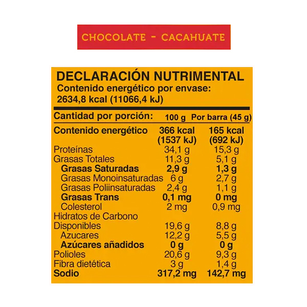 Barra de proteína chocolate cacahuate Wild Foods 225g - 2