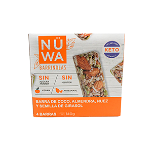 Barras de coco, almendra, nuez y girasol NÜWA 140g
