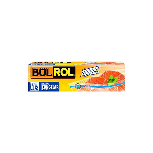 Bolsa grande con zipper grueso para congelar Bol Rol 16pz