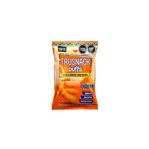 Botana de garbanzo y arroz integral sabor cheddar intenso Trusnack Puffs 35g