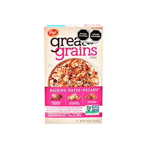 Cereal multigrano nueces, pasas y dátiles Great Grains 453g