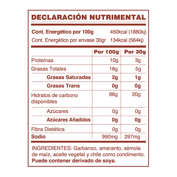 Chicharrón de garbanzo y amaranto con chile vegano Vitali 30g - 2