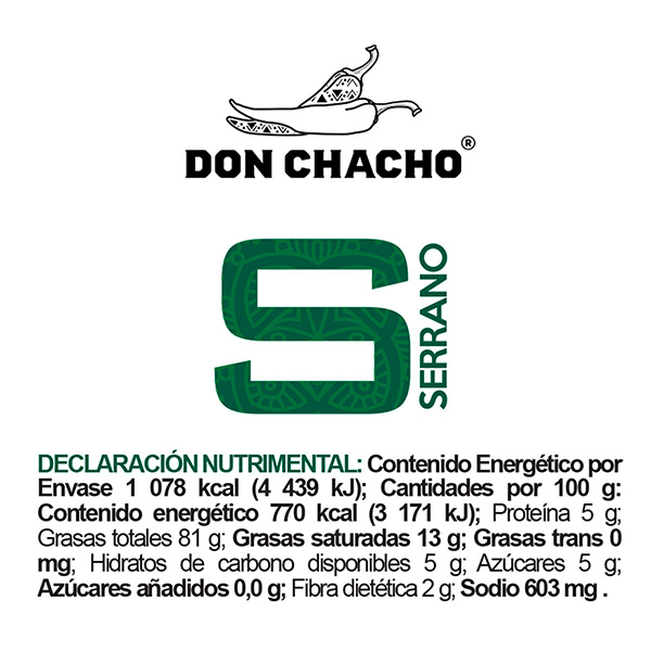 Chicharrón de chile serrano en aceite de oliva Don Chacho 140g - 2