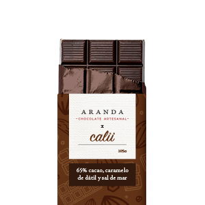 Chocolate artesanal 65% cacao caramelo de dátil y sal de mar Calii 105g
