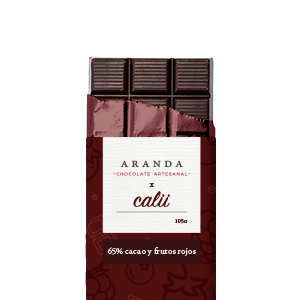 Chocolate artesanal 65% cacao y frutos rojos Calii 105g