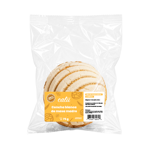 Concha blanca artesanal de masa madre Calii 75g - 2