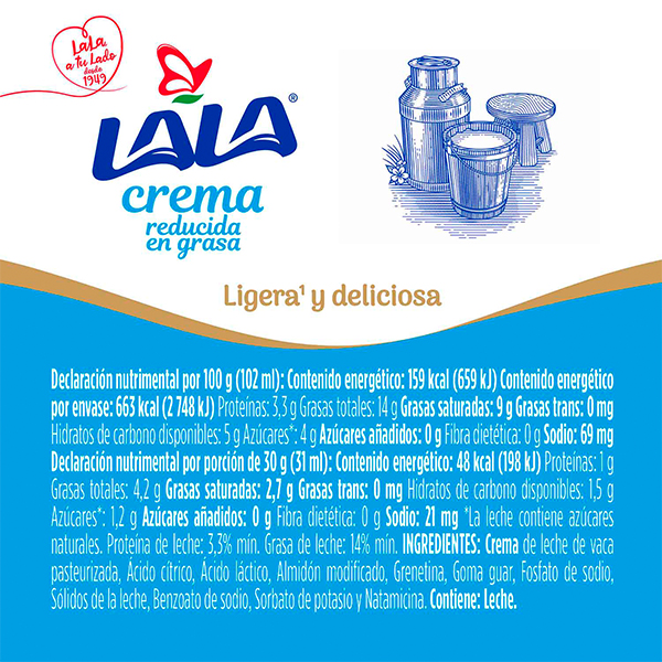 Crema ácida reducida en grasa LALA 426ml - 2