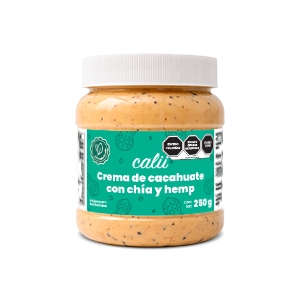 Crema de cacahuate con chía, hemp y sal del Himalaya Calii 250g