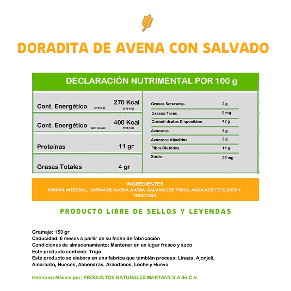 Doraditas de avena con salvado Martany 150g (5pz) - 2