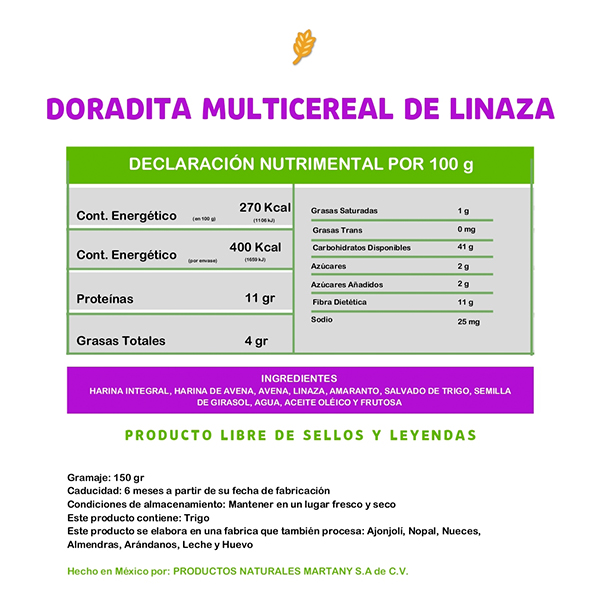 Doraditas multicereal con linaza Martany 150g (5pz) - 2