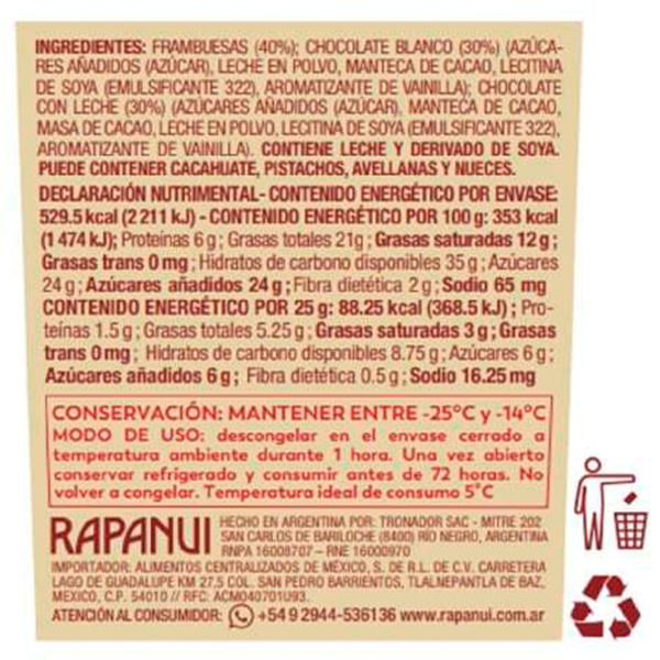 Frambuesas congeladas cubiertas de chocolate blanco y chocolate con leche Franuí 150g - 2