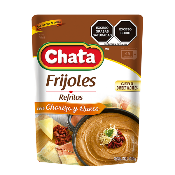 Frijoles refritos con chorizo y queso Chata 400g