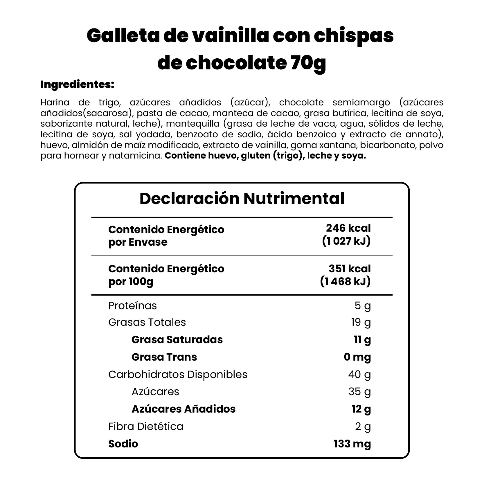 Galleta de vainilla con chispas de chocolate Nūbe 70g - 2