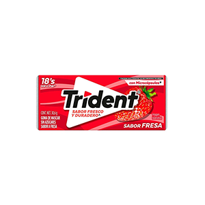 Goma de mascar sin azúcar sabor fresa Trident 18pz