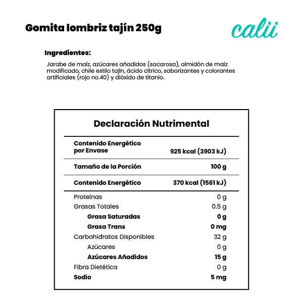 Gomita lombriz tajín Calii 250g - 2