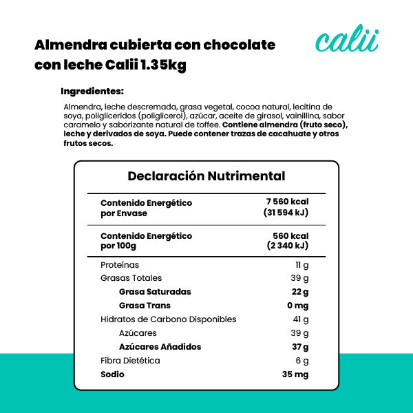 Almendras con chocolate con leche Calii 1.35kg - 2