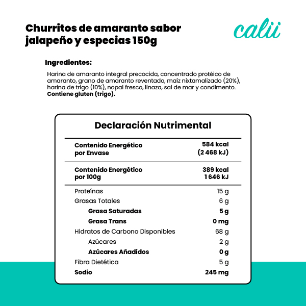 Churritos de amaranto sabor jalapeño y especias sin gluten Calii 150g - 2