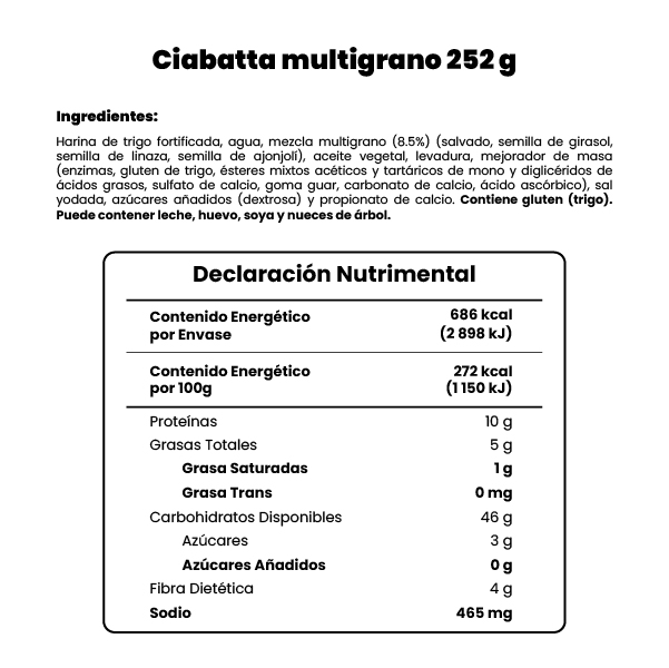 Pan ciabatta multigrano Nūbe 252g (2-pack) - 2