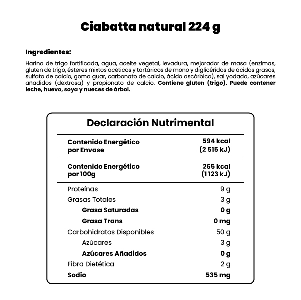 Pan ciabatta natural Nūbe 224g (2-pack) - 2