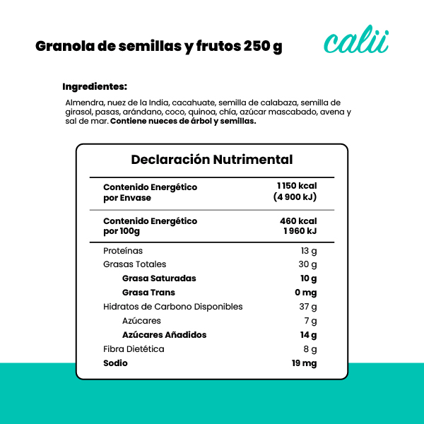 Granola de semillas y frutos sin gluten Calii 250g - 2