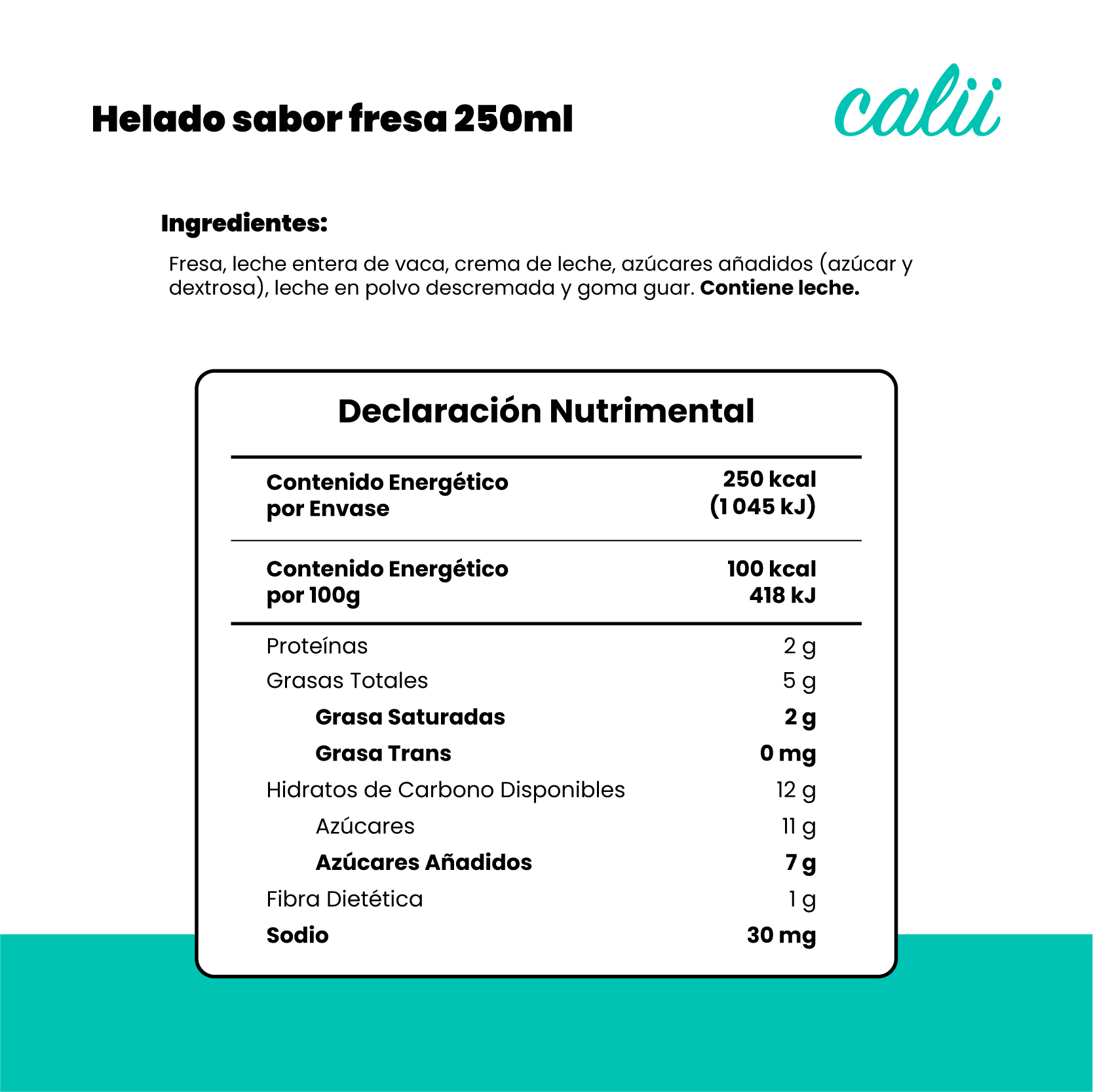 Helado artesanal sabor fresa Calii 250ml - 2