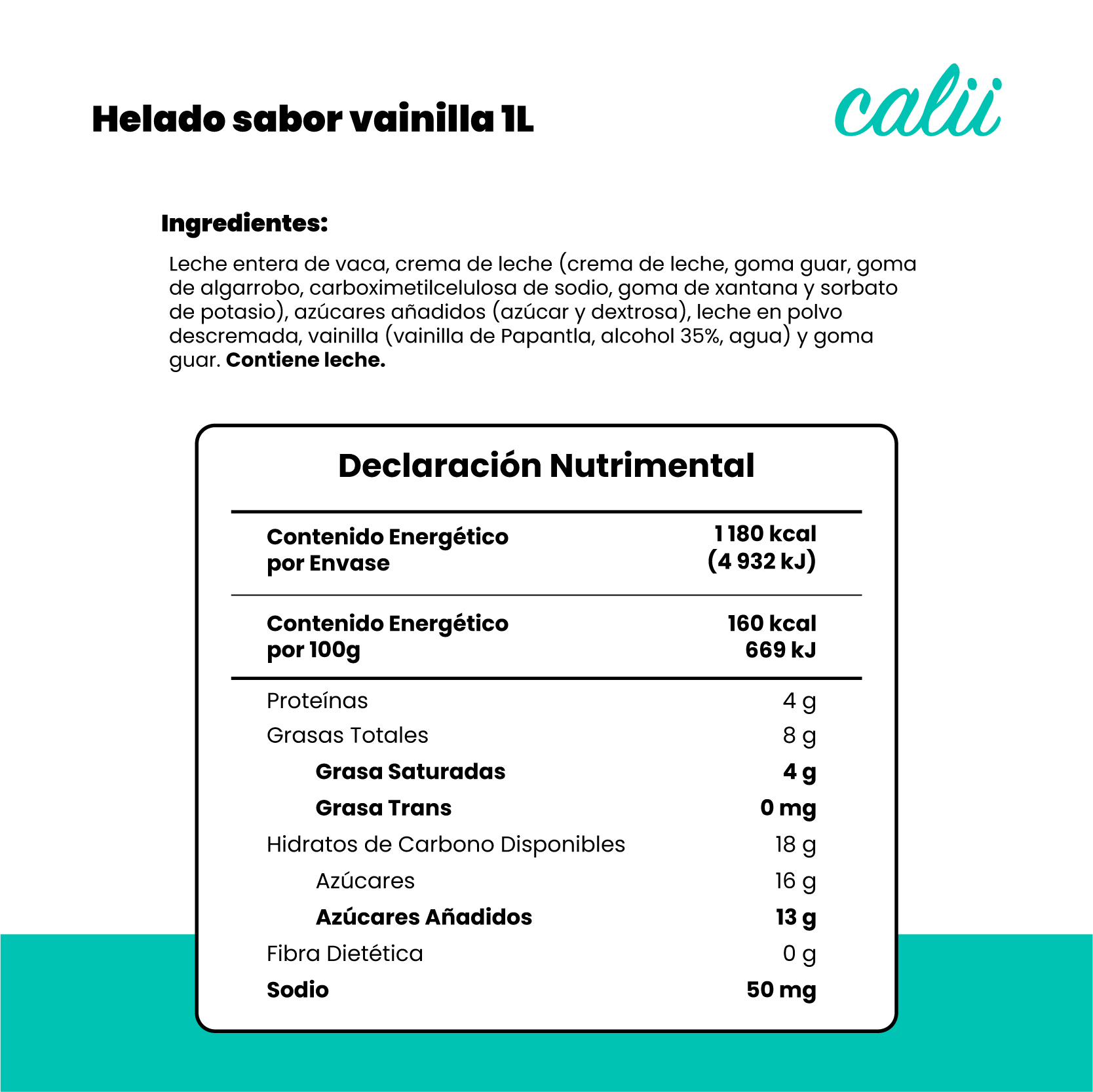 Helado artesanal sabor vainilla Calii 1L - 2