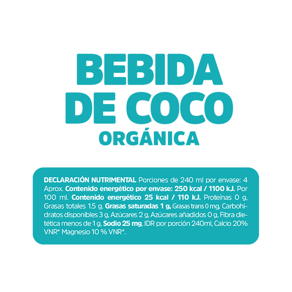 Leche de coco orgánica sin azúcar añadida Okko 1L - 2