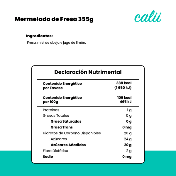 Mermelada de fresa Calii 355g - 2