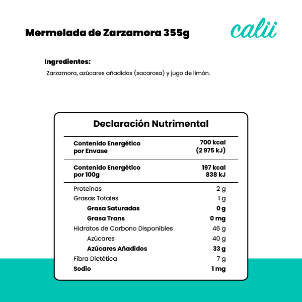 Mermelada de zarzamora Calii 355g - 2