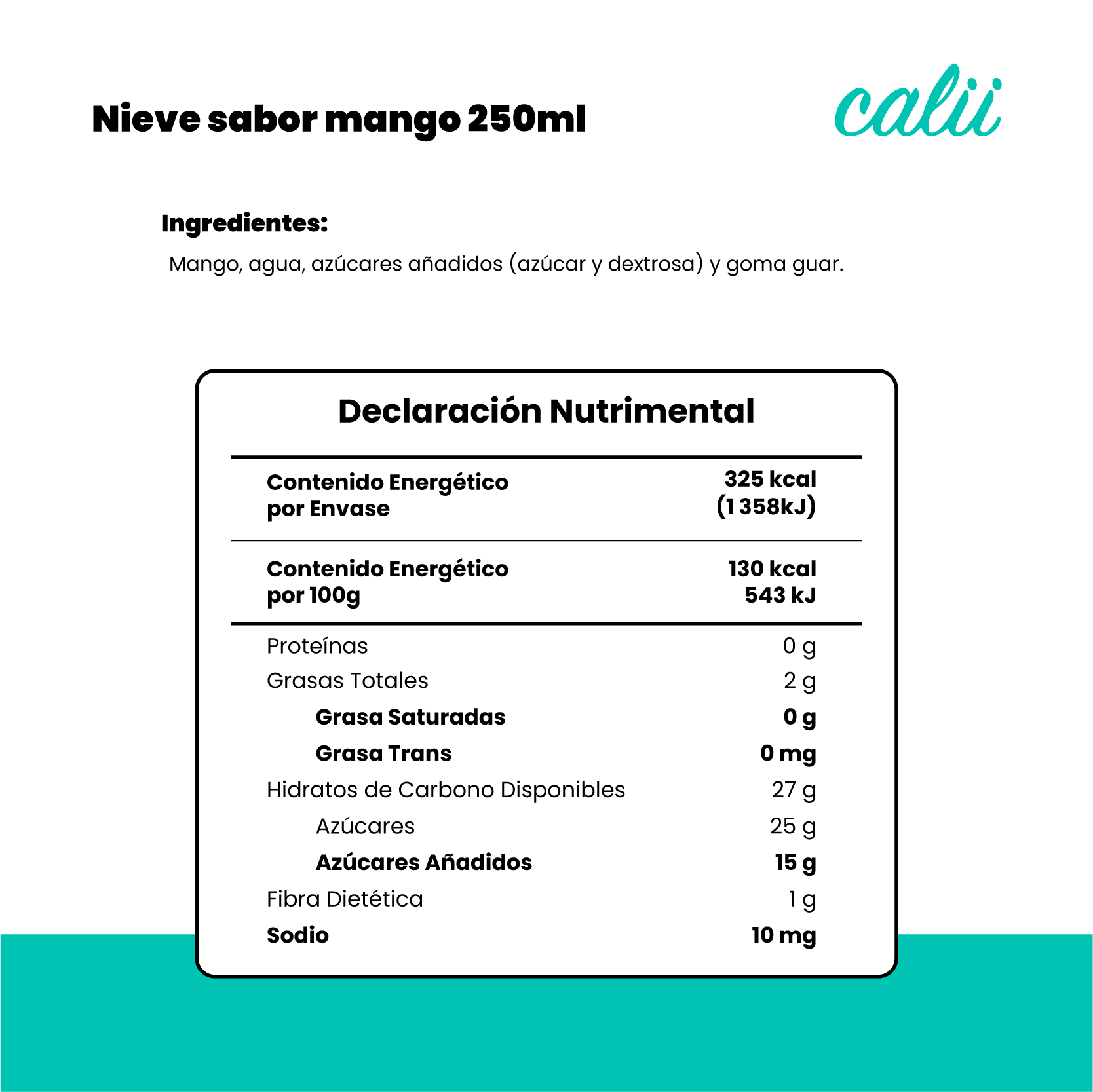 Nieve artesanal sabor mango Calii 250ml - 2