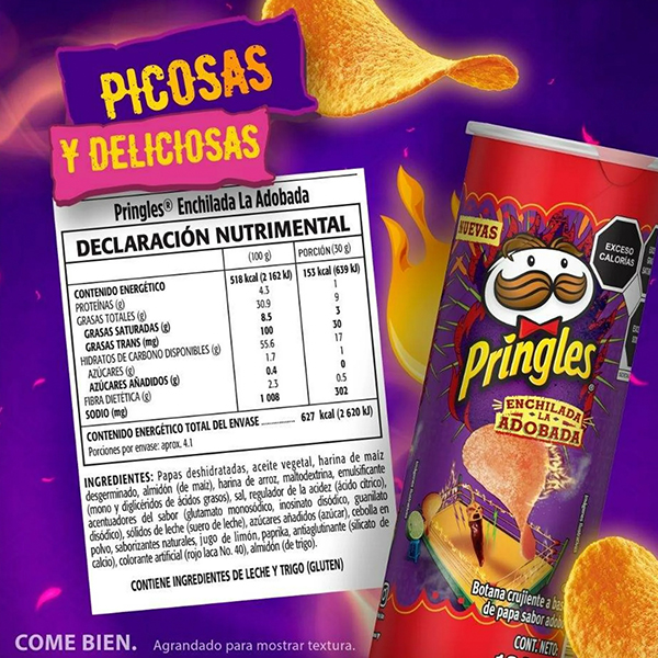 Papas sabor adobado chile y limón Pringles 124g - 2