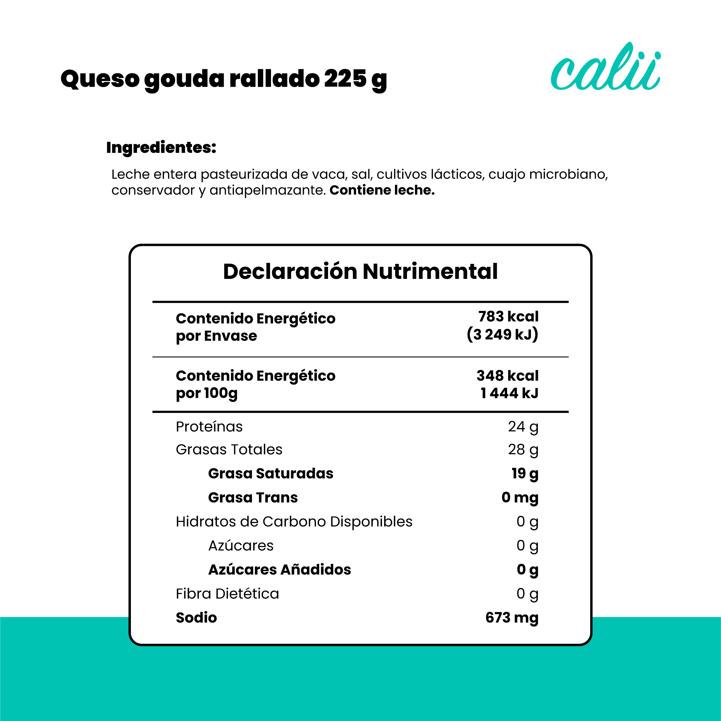 Queso gouda rallado Calii 225g - 2