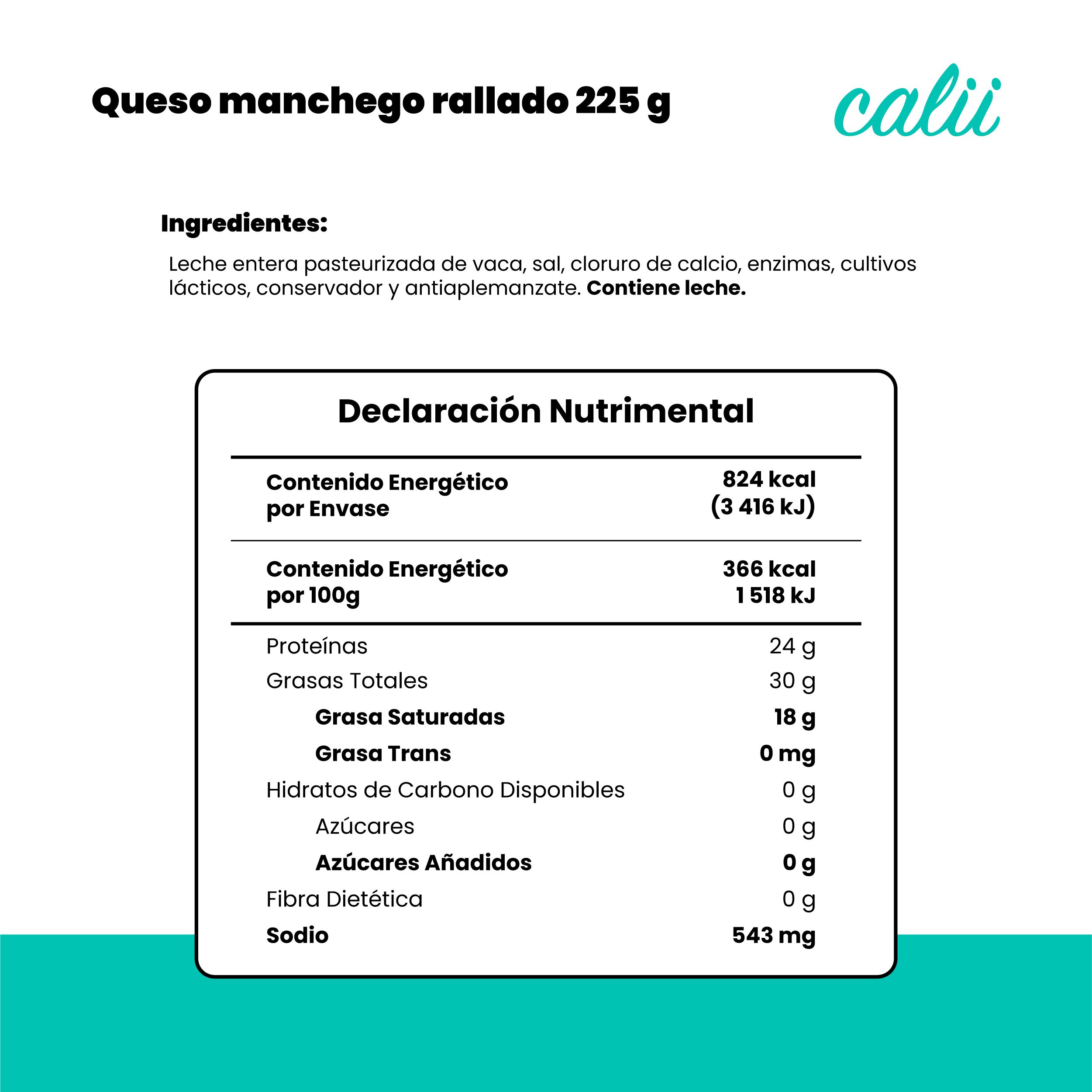 Queso manchego rallado Calii 225g - 2