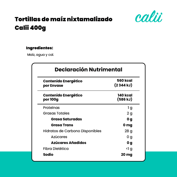 Tortillas de maíz nixtamalizado amarillo Calii 400g - 2