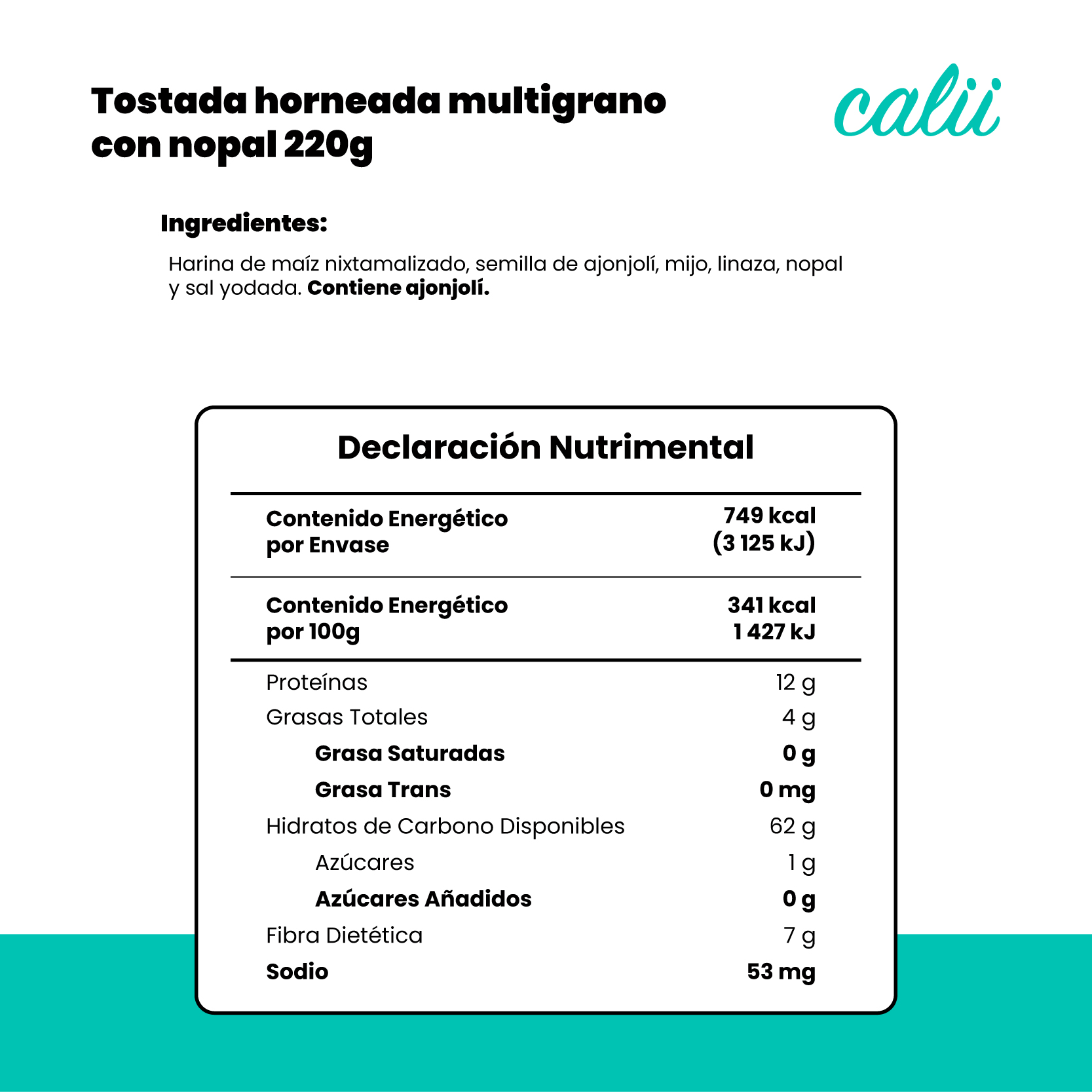 Tostada horneada multigrano con nopal Calii 220g - 2