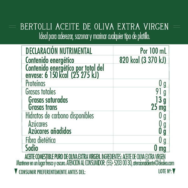 Aceite de oliva extra virgen Bertolli 750ml - 2