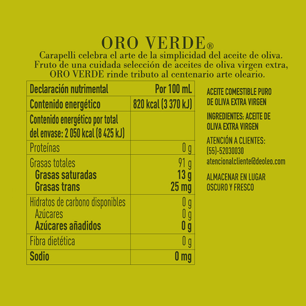 Aceite de oliva extra virgen oro verde Carapelli 250ml - 2