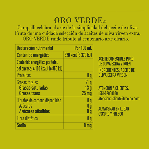 Aceite de oliva extra virgen oro verde Carapelli 500ml - 2