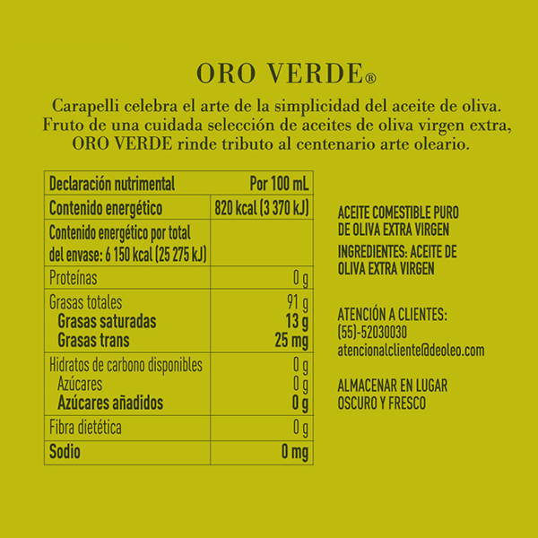 Aceite de oliva extra virgen oro verde Carapelli 750ml - 2